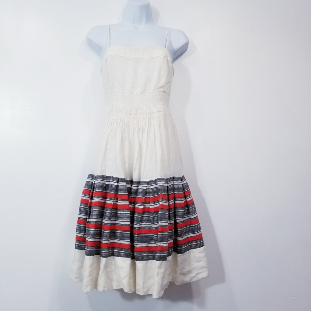 Anthropologie Floreat Linen Fit and Flare Dress with Pockets